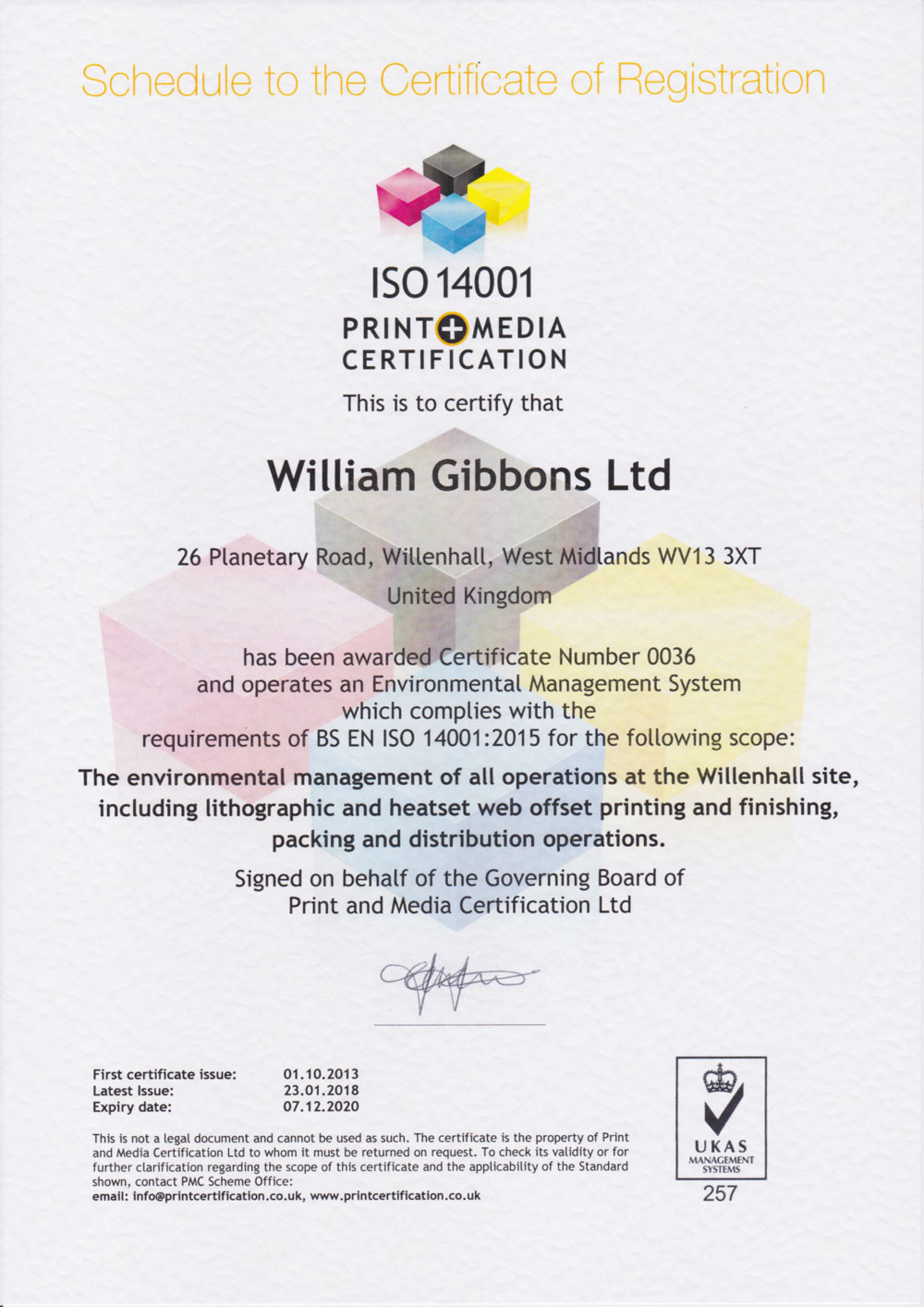 Certificate 2018